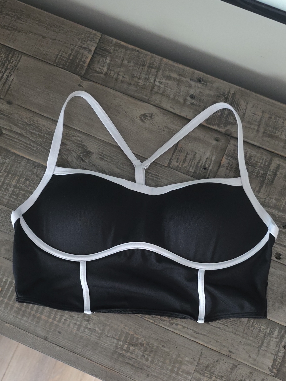 Victorias Secret PINK Active USA Black Bralette with White Trim